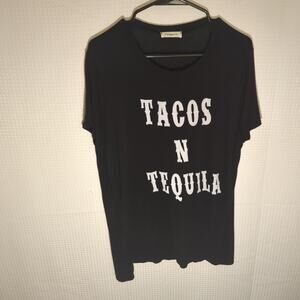 Ginger G Women’s M Black Graphic Tee Tacos N Tequila Short Sleeve Novelty Shirt